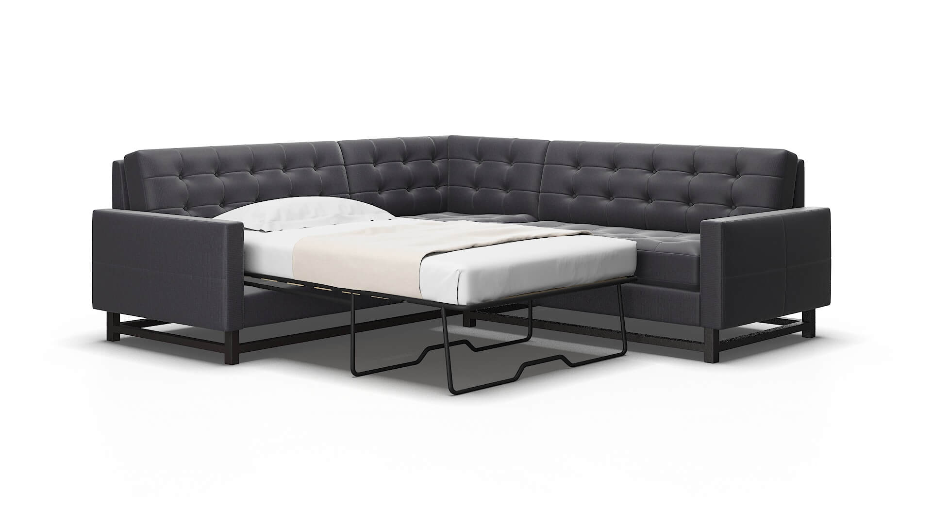 Madrid Parker Charcoal Sectional Sleeper Espresso legs 2