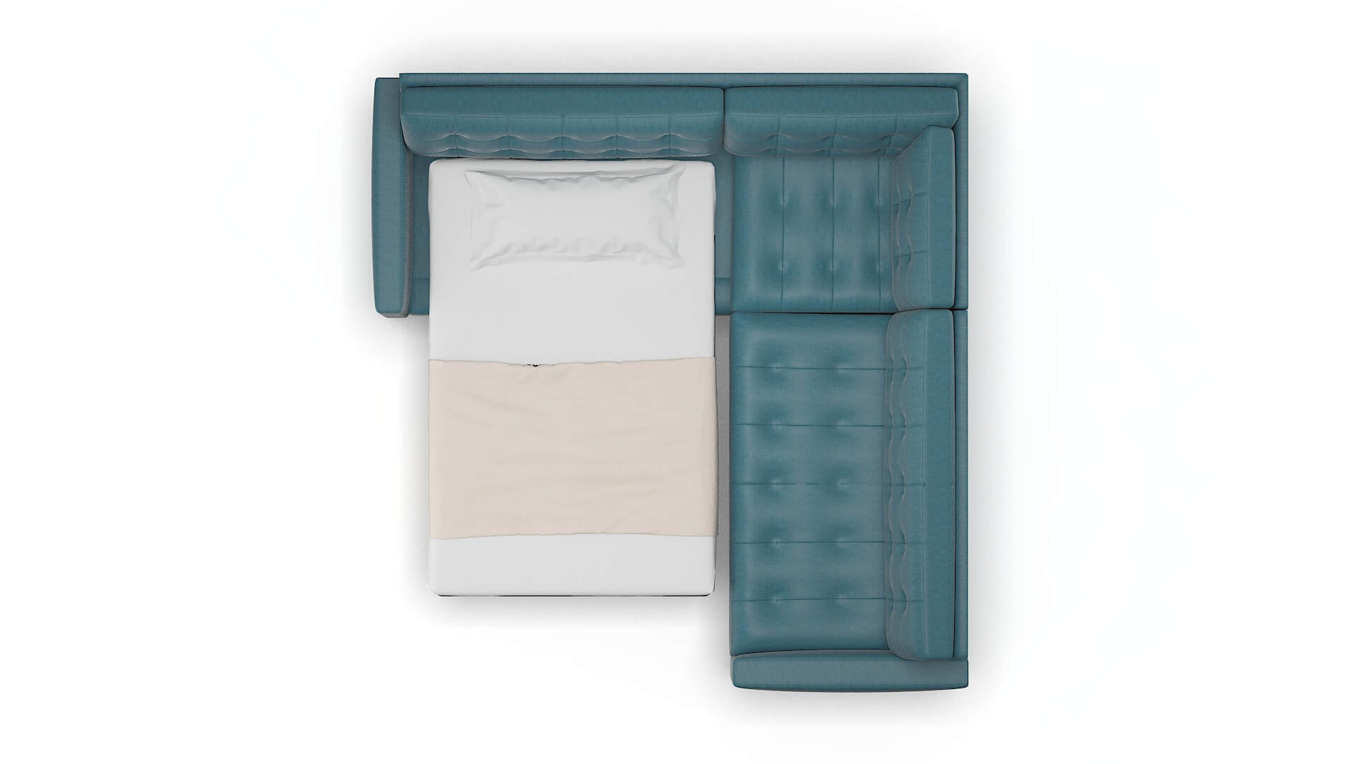 Madrid Royale Electric_blue Sectional Sleeper Espresso legs 3