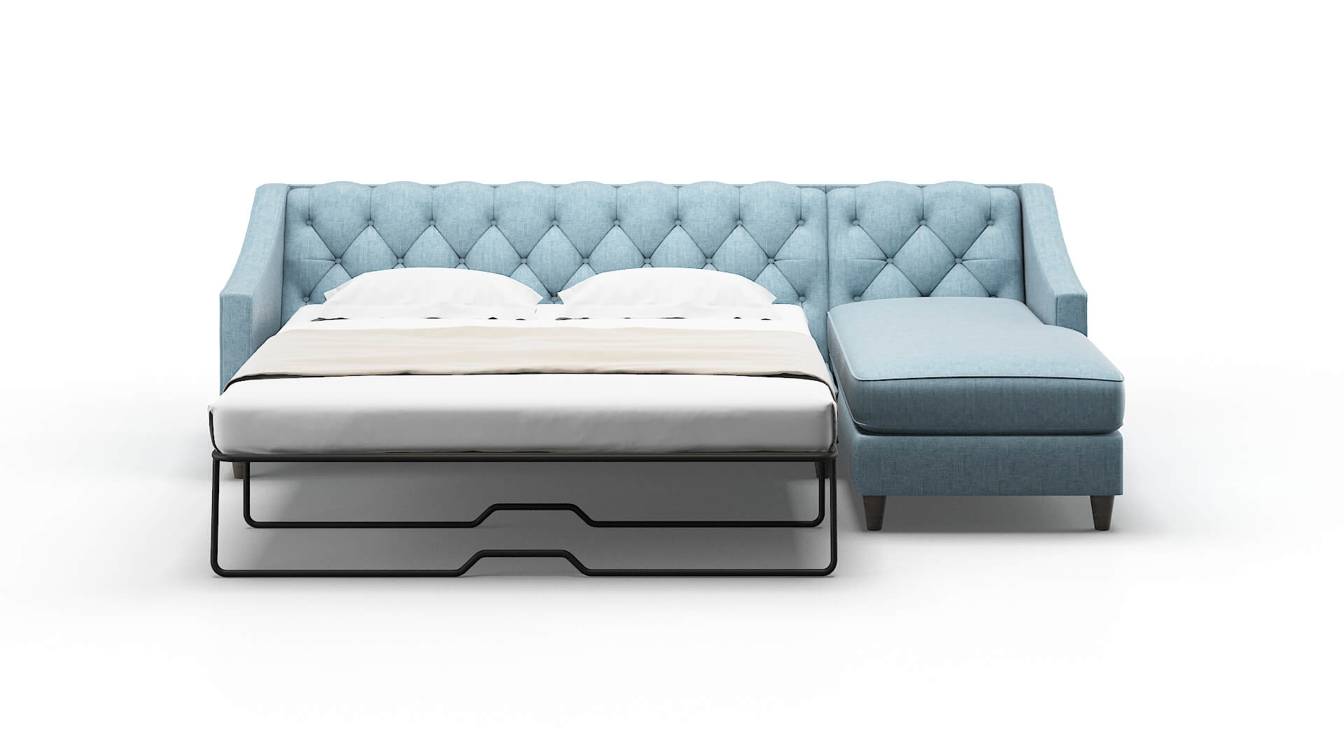 Manchester Atlas Turquoise Panel Sleeper Espresso legs 1