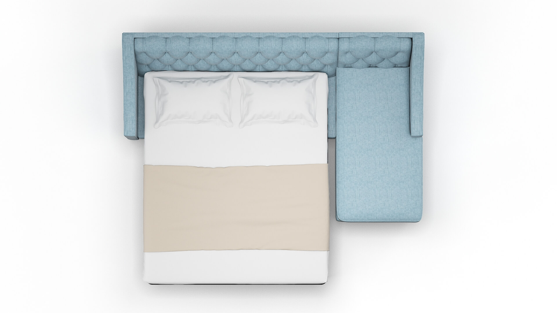 Manchester Atlas Turquoise Panel Sleeper Espresso legs 3