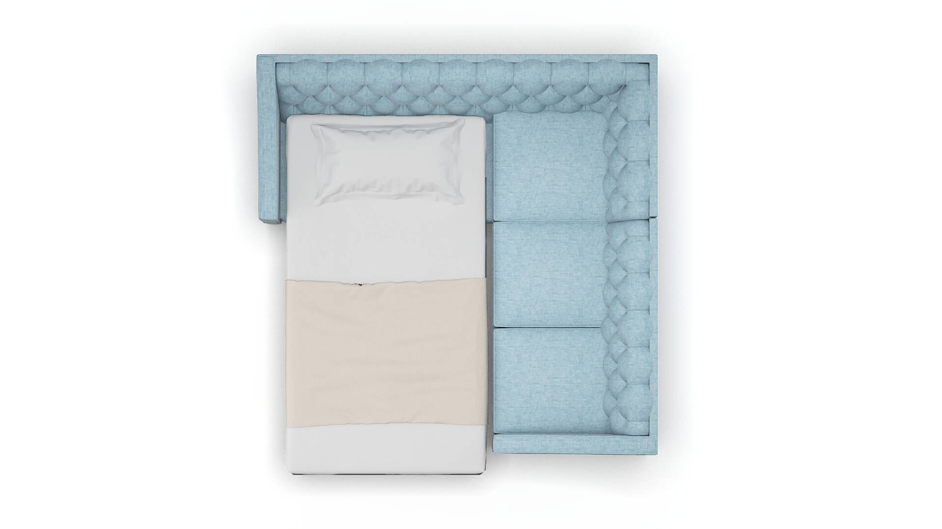 Manchester Atlas Turquoise Sectional Sleeper Espresso legs 3