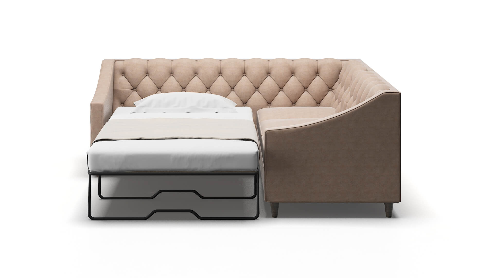 Manchester Bella Pewter Sectional Sleeper Espresso legs 1