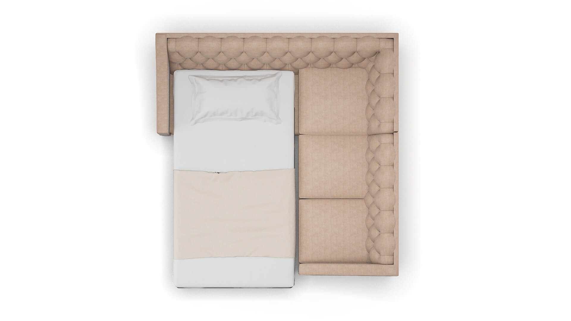 Manchester Bella Pewter Sectional Sleeper Espresso legs 3