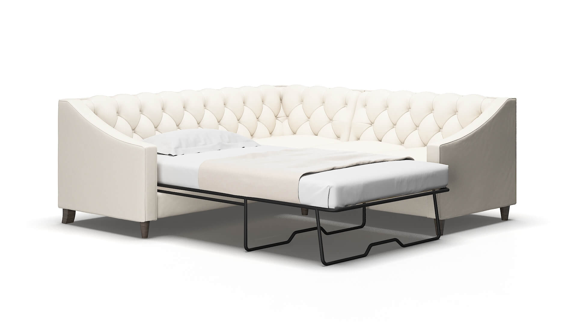 Manchester Blanche milky Sectional sleeper Espresso Legs  2