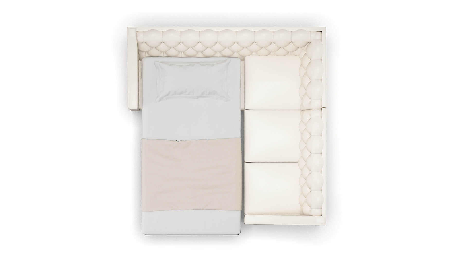 Manchester Blanche Milky Sectional Sleeper Espresso legs 3