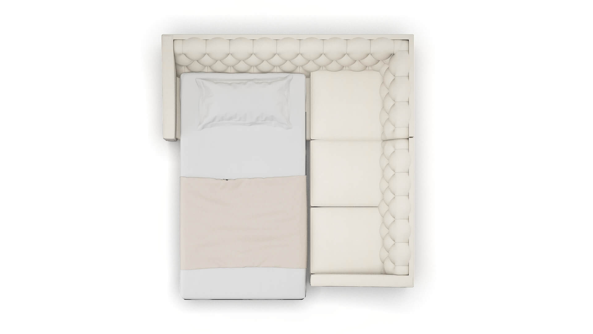 Manchester Bungalow Ivory Sectional Sleeper Espresso legs 3