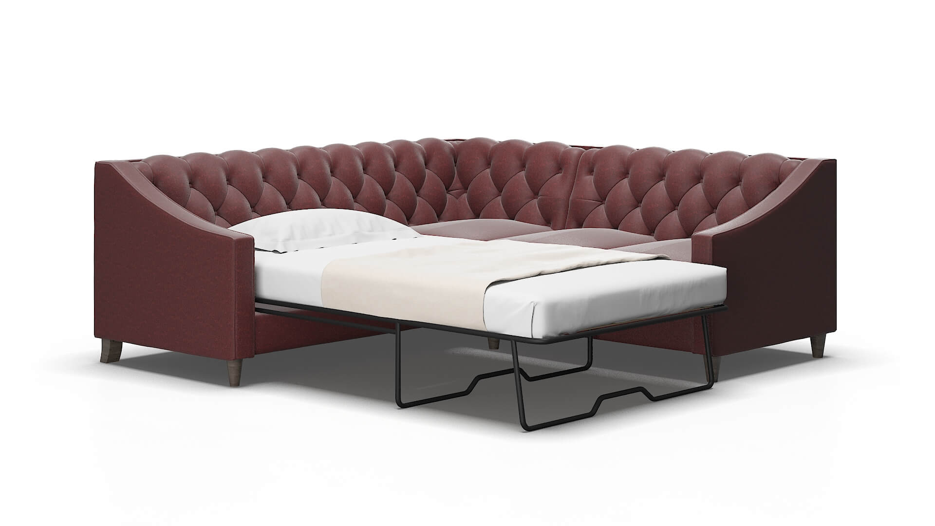 Manchester Derby Berry Sectional Sleeper Espresso legs 2