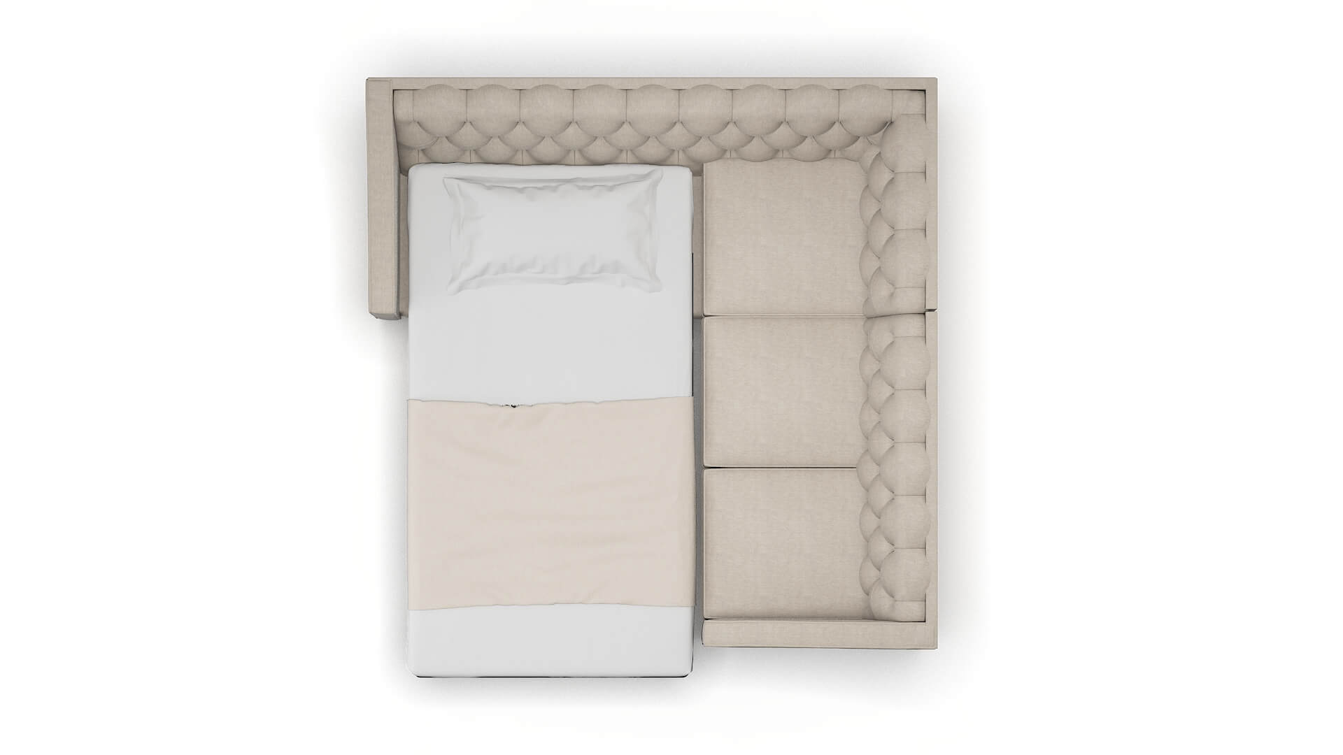 Manchester Derby Linen Sectional Sleeper Espresso legs 3