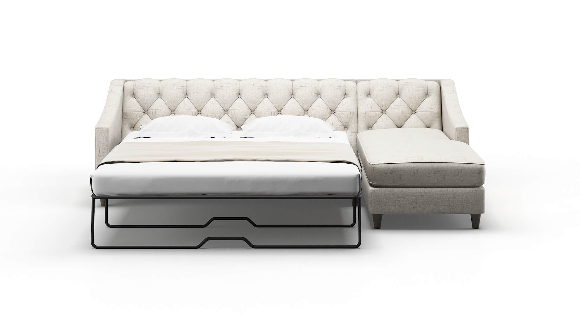 Manchester Derby Taupe Panel Sleeper Espresso legs 1