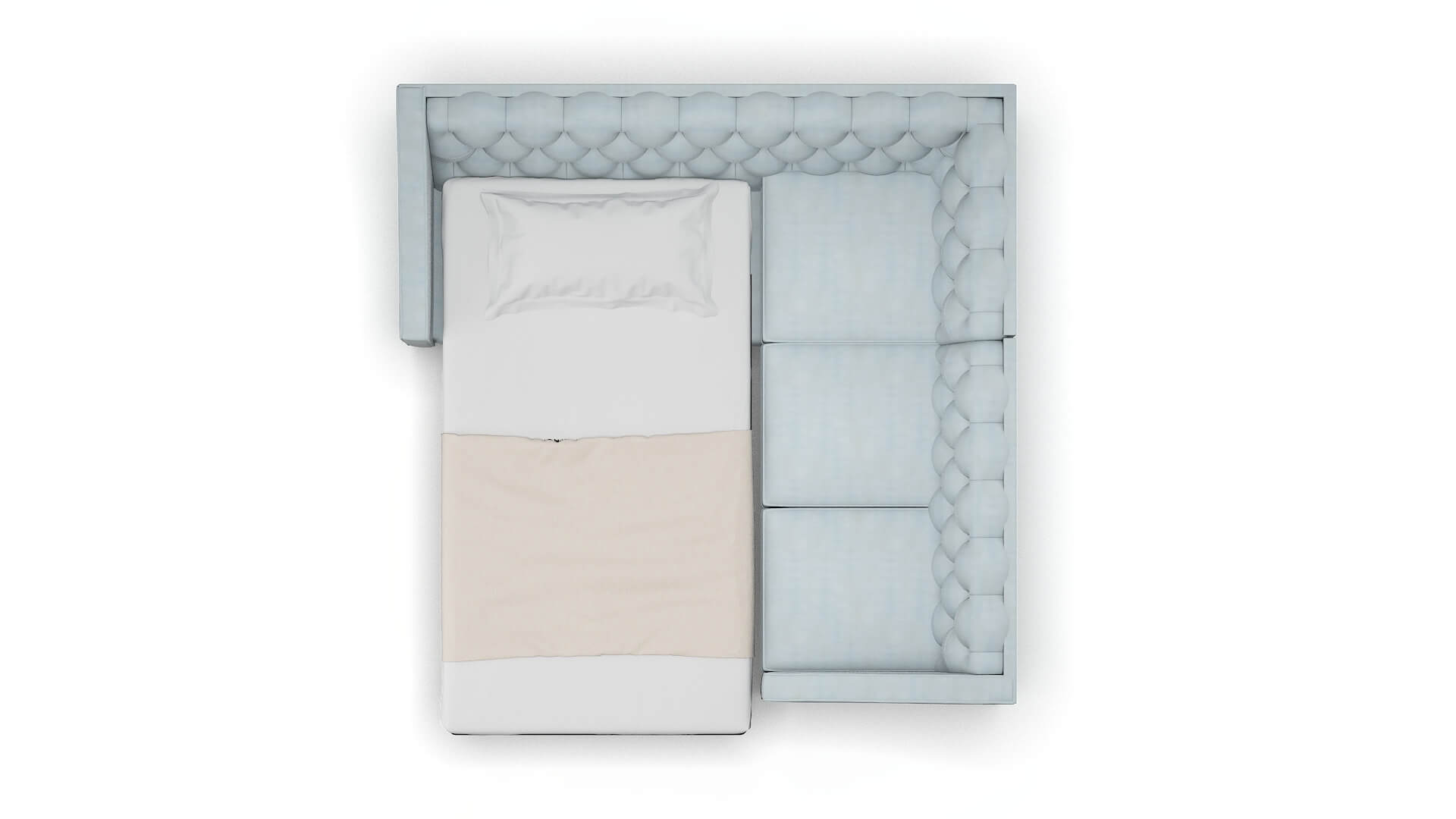 Manchester Hathaway Aqua Sectional Sleeper Espresso legs 3