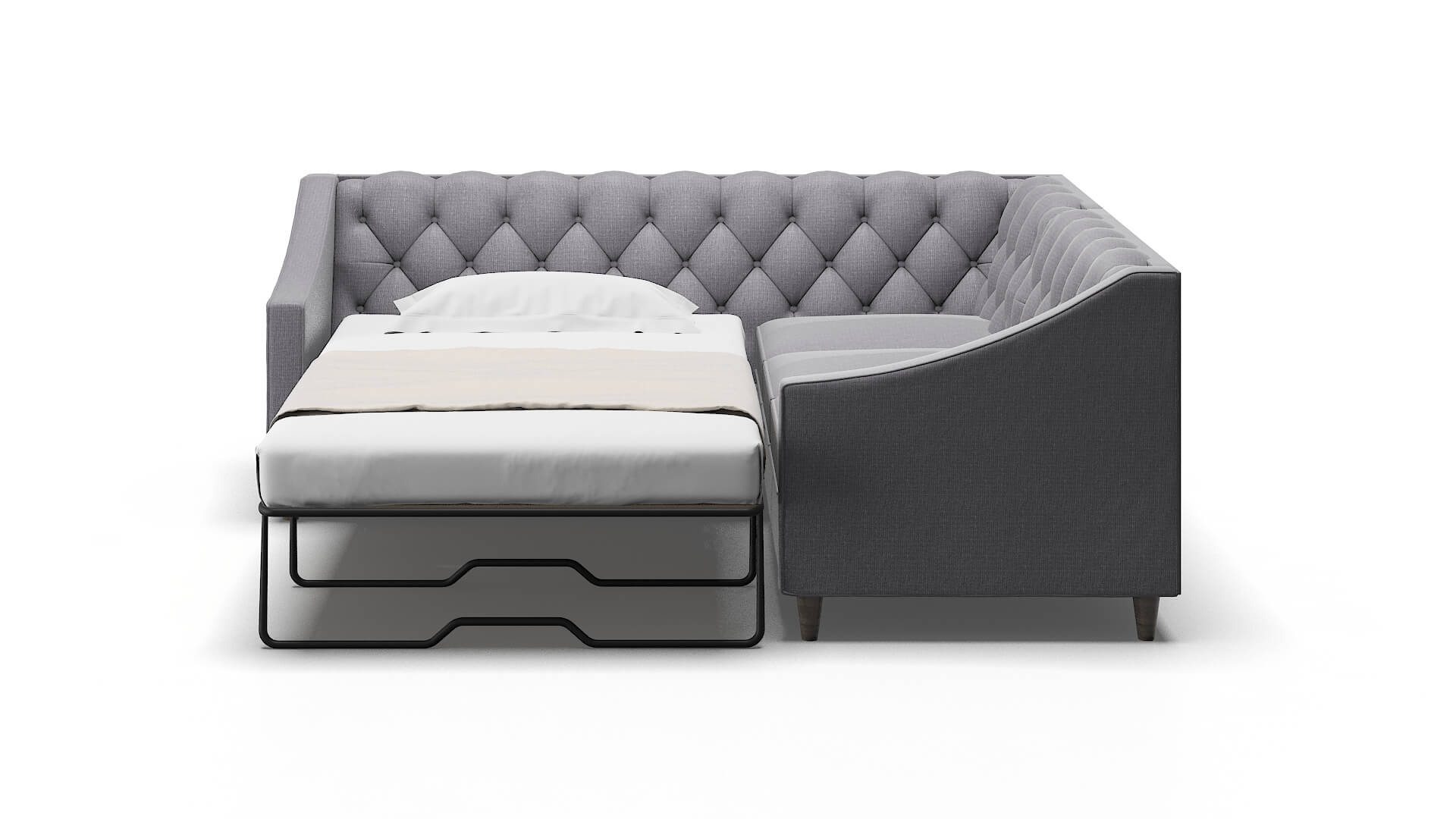Manchester Insight Denim Sectional Sleeper Espresso legs 1