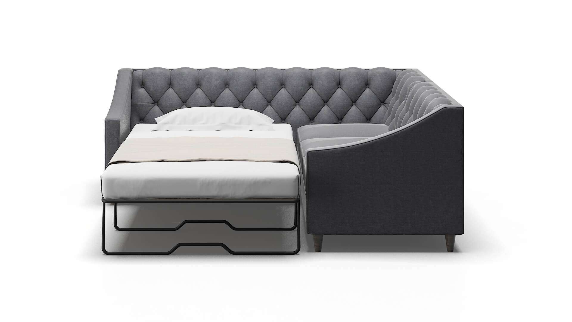 Manchester Notion Graphite Sectional Sleeper Espresso legs 1