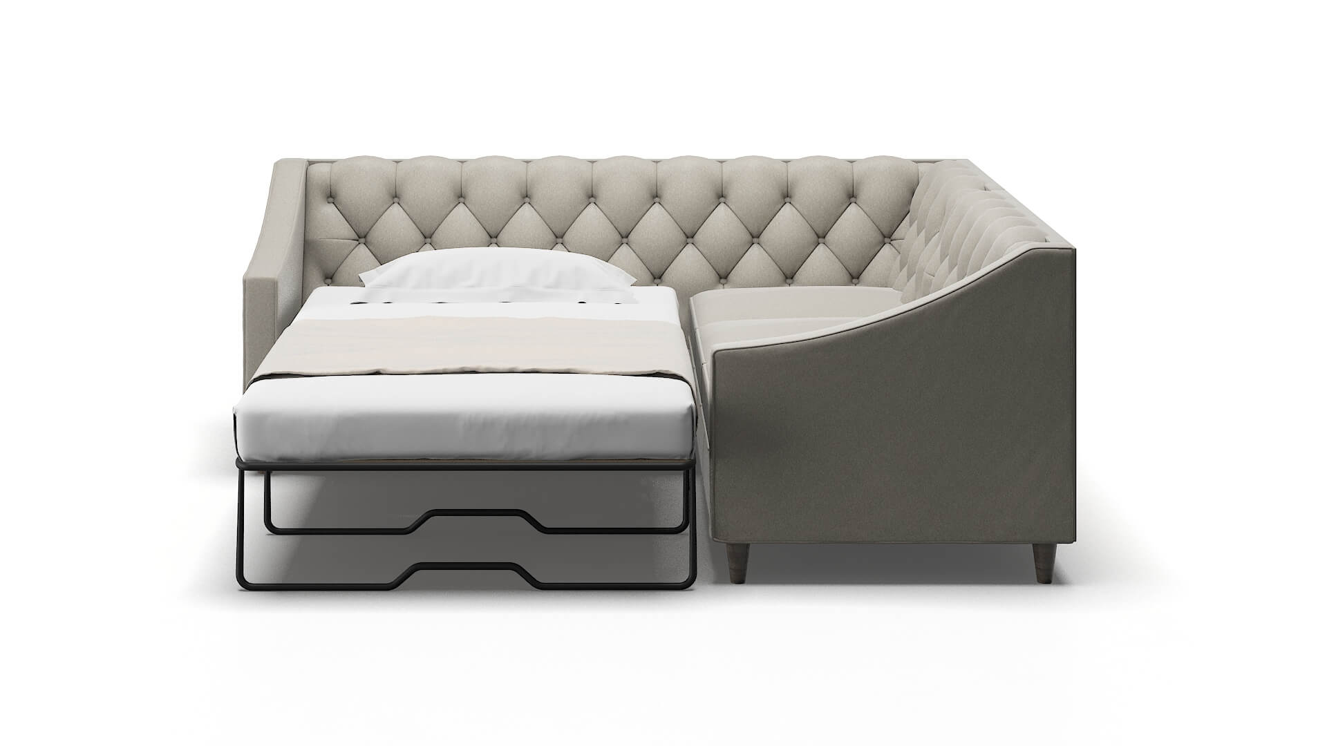 Manchester Oscar Silver Sectional Sleeper Espresso legs 1