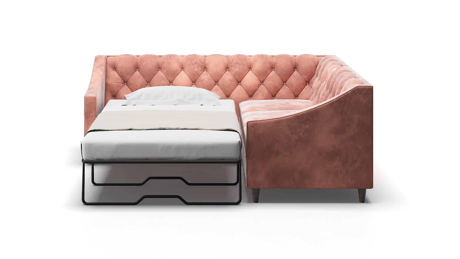 Manchester Royale Blush Sectional Sleeper Espresso legs 1