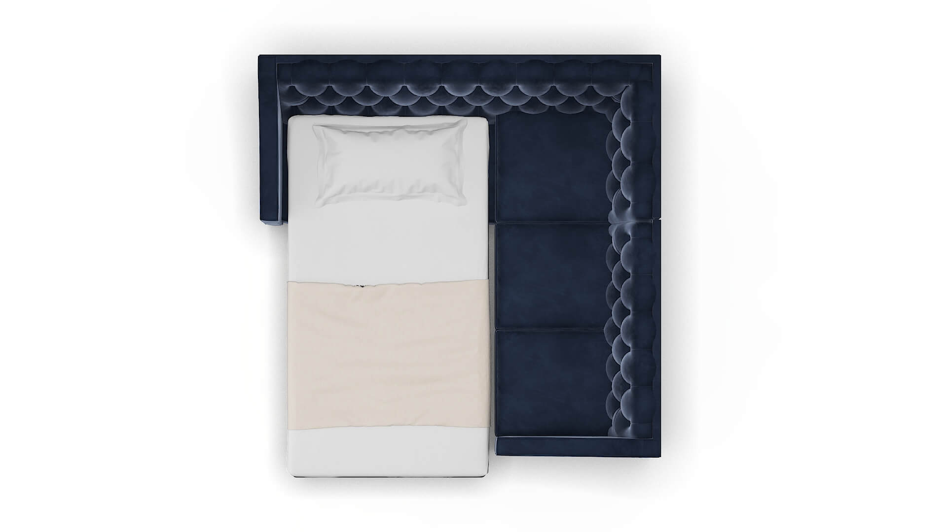 Manchester Royale Cobalt Sectional Sleeper Espresso legs 3