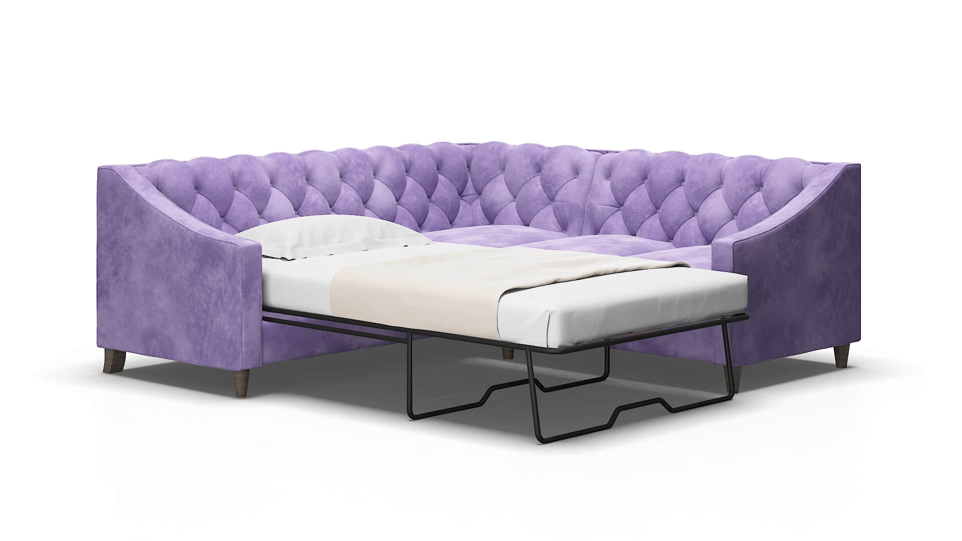Manchester Royale lavender Sectional sleeper Espresso Legs  2