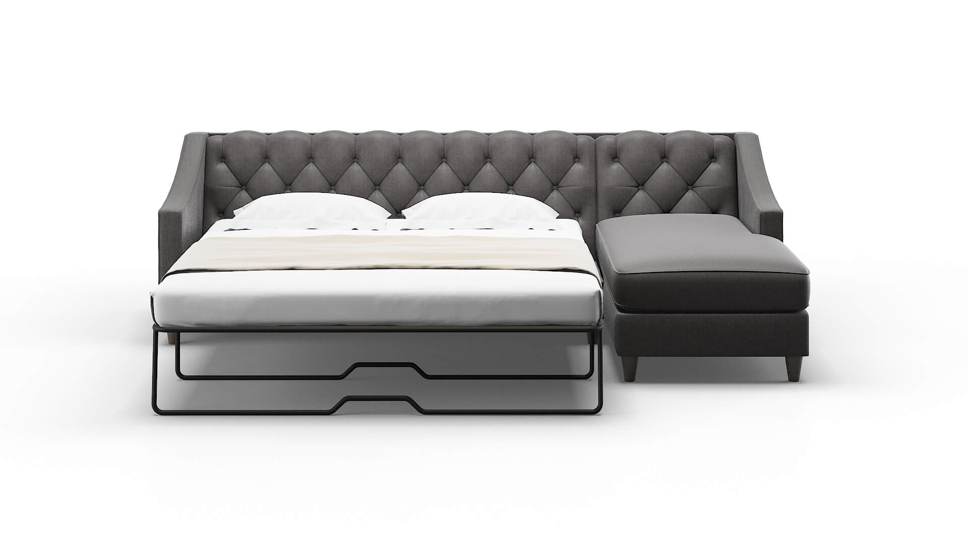 Manchester Sasha Grey Panel Sleeper Espresso legs 1