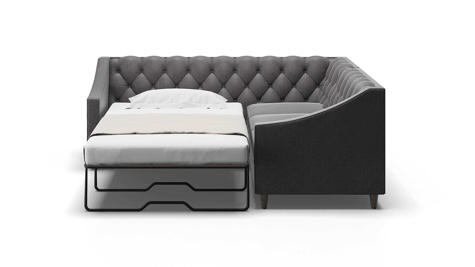 Manchester Sasha Grey Sectional Sleeper Espresso legs 1