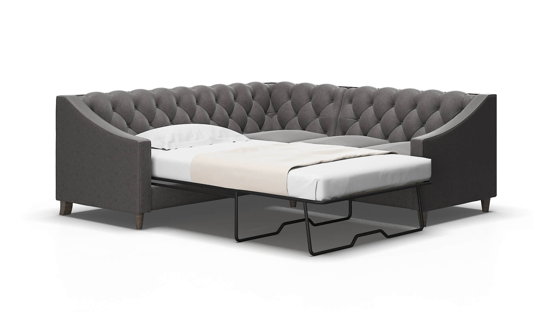 Manchester Sasha grey Sectional sleeper Espresso Legs  2
