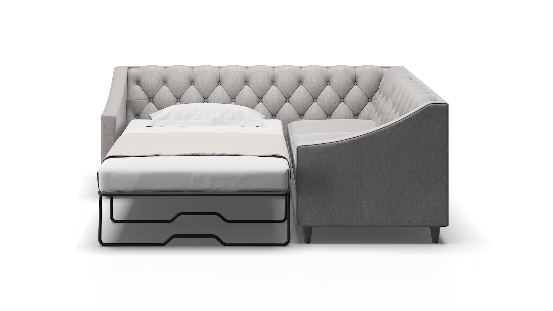 Manchester Sasha Silver Sectional Sleeper Espresso legs 1