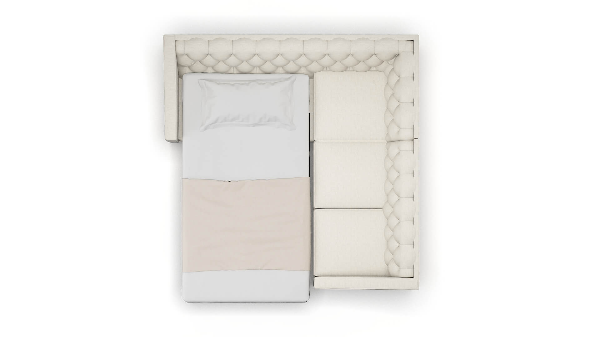 Manchester Venus Cream Sectional Sleeper Espresso legs 3