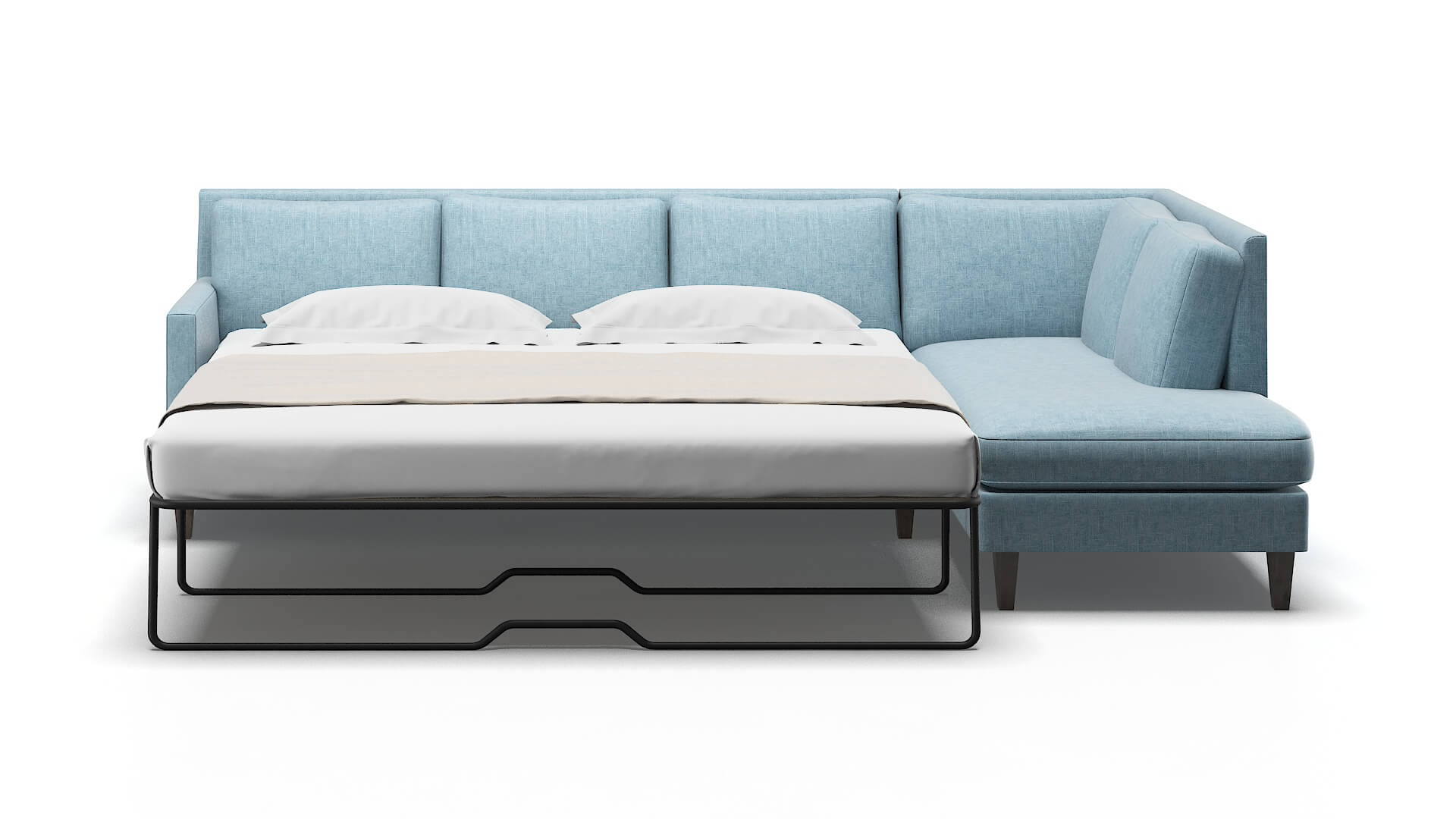 Marseille Atlas Turquoise Panel Sleeper Espresso legs 1