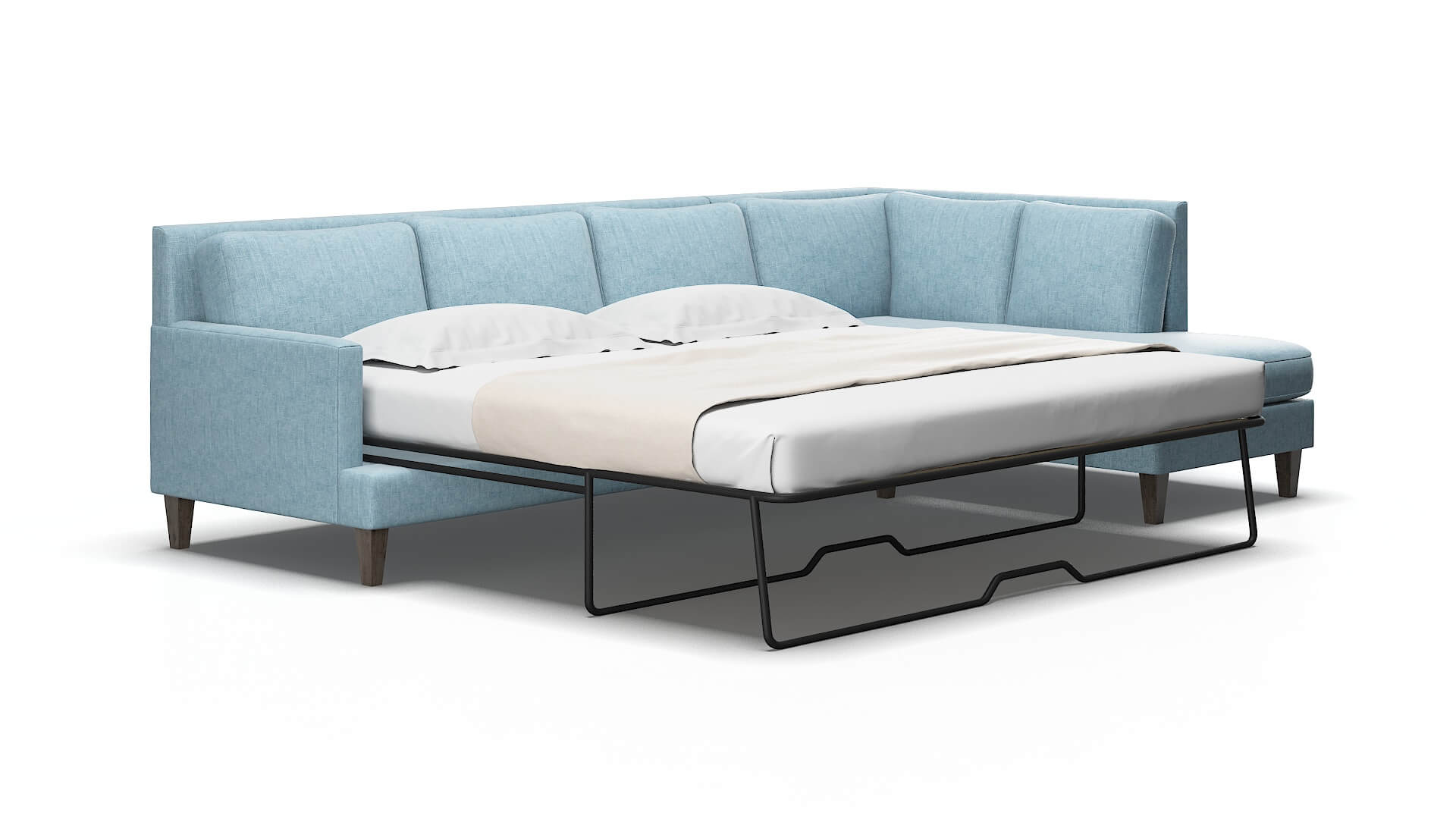 Marseille Atlas Turquoise Panel Sleeper Espresso legs 2