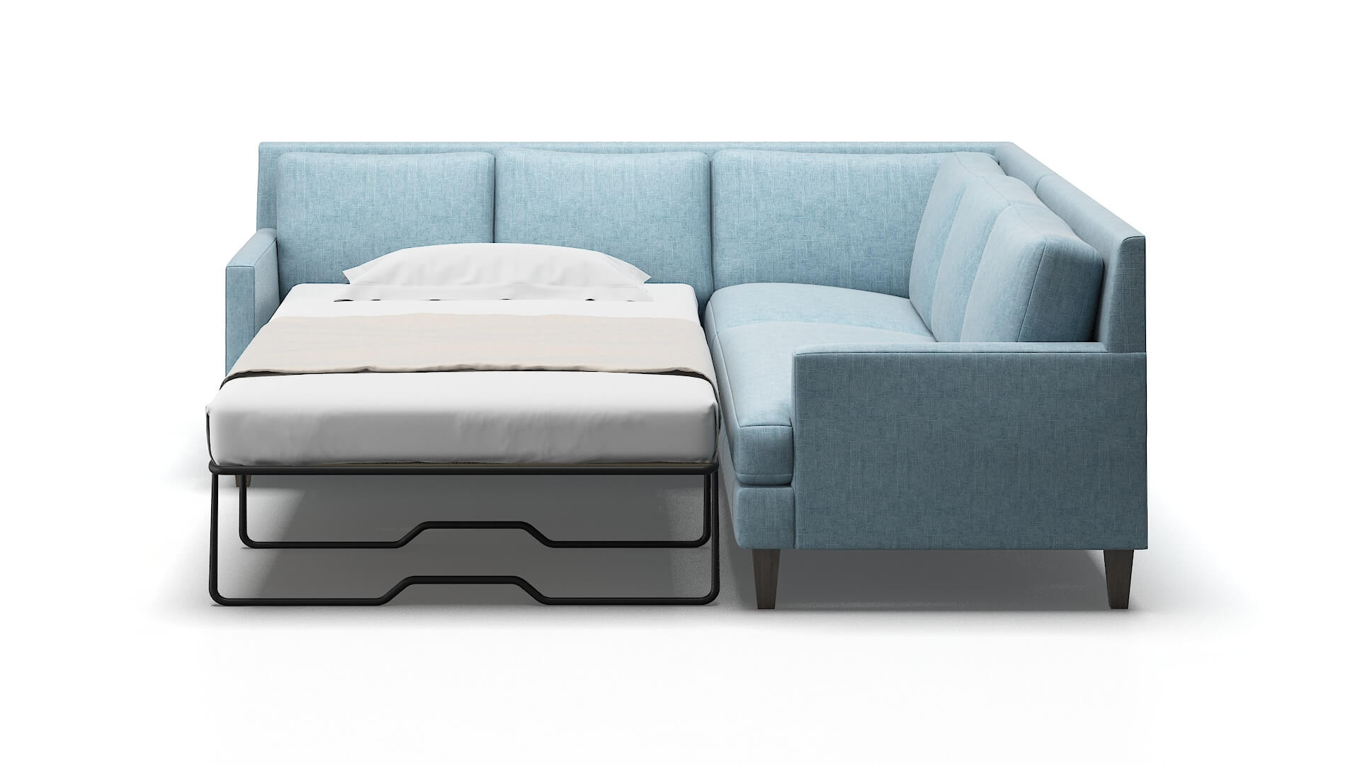 Marseille Atlas Turquoise Sectional Sleeper Espresso legs 1