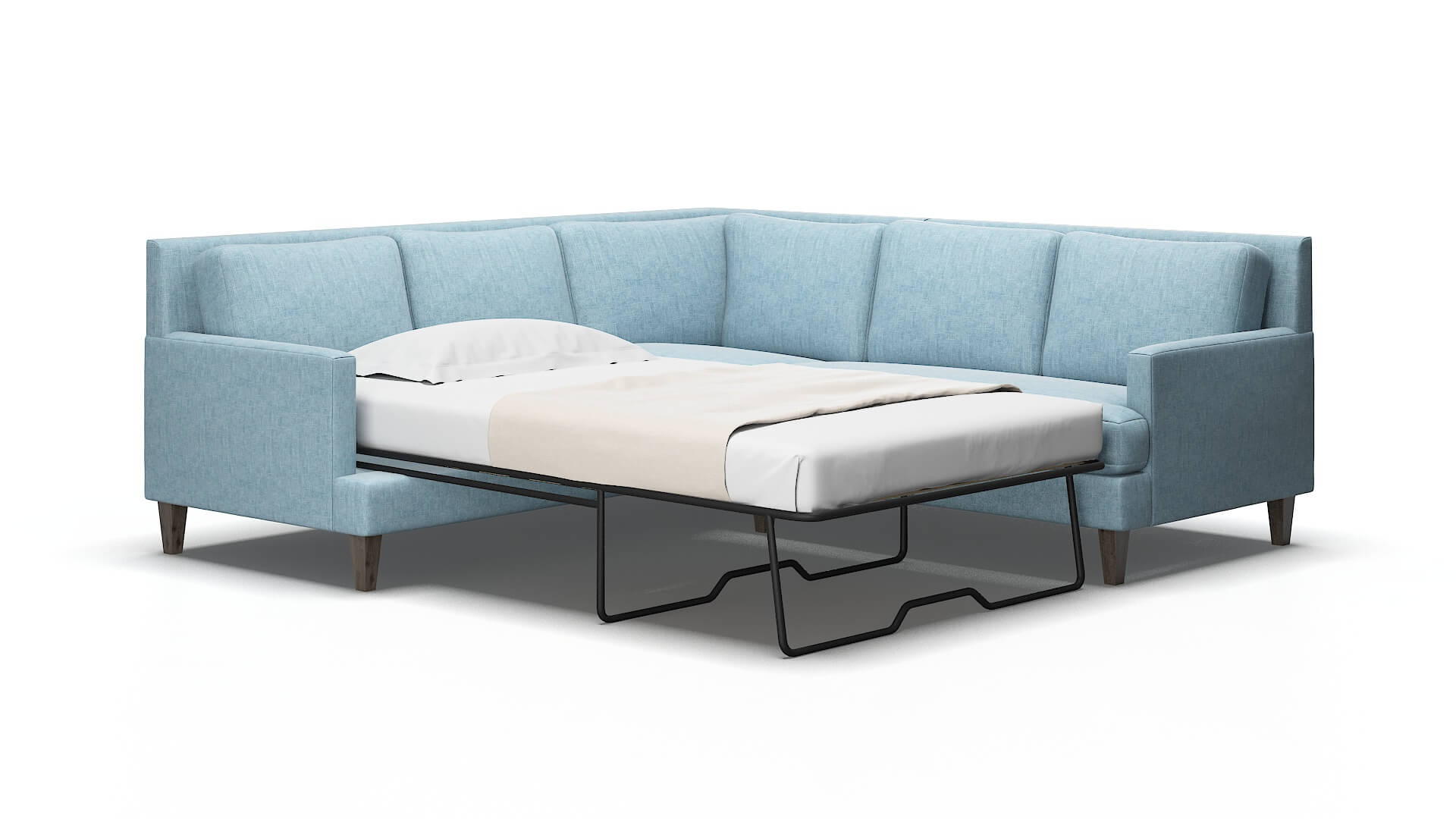 Marseille Atlas Turquoise Sectional Sleeper Espresso legs 2