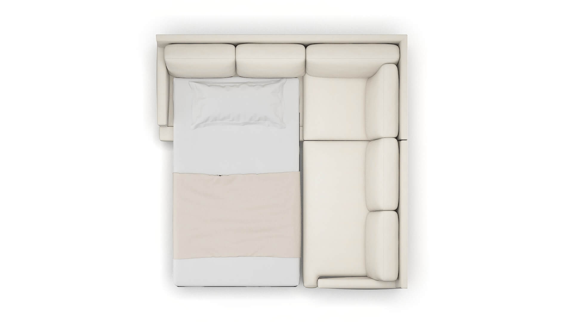 Marseille Bungalow Ivory Sectional Sleeper Espresso legs 3