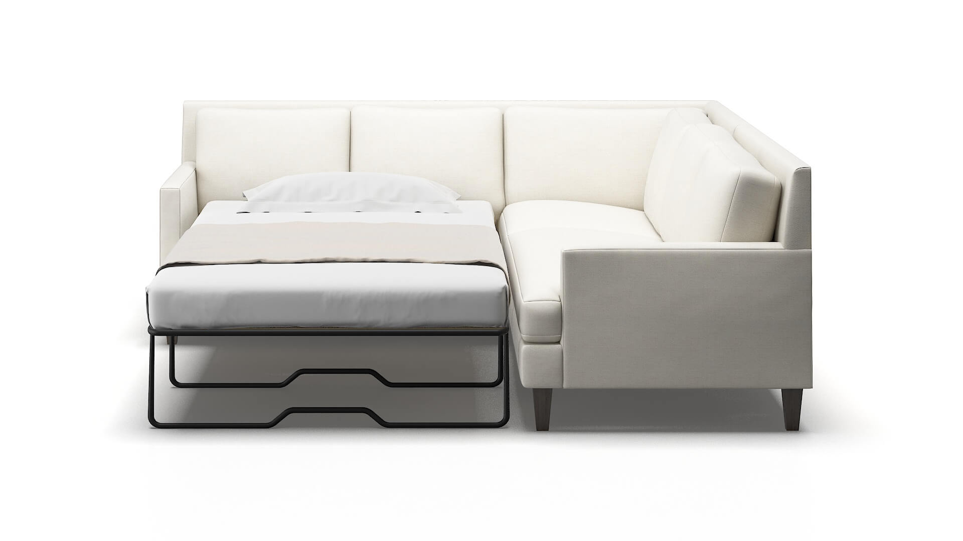 Marseille Catalina Ivory Sectional Sleeper Espresso legs 1