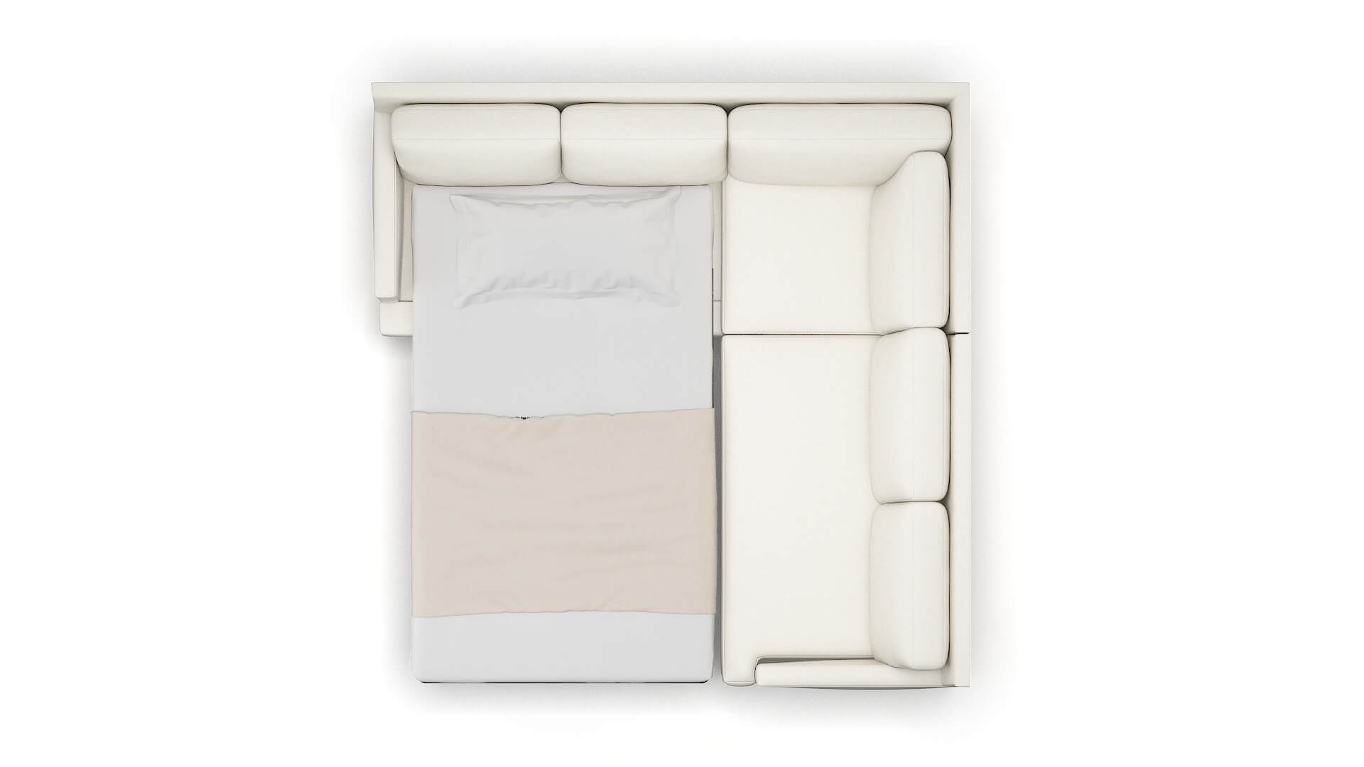 Marseille Catalina Ivory Sectional Sleeper Espresso legs 3