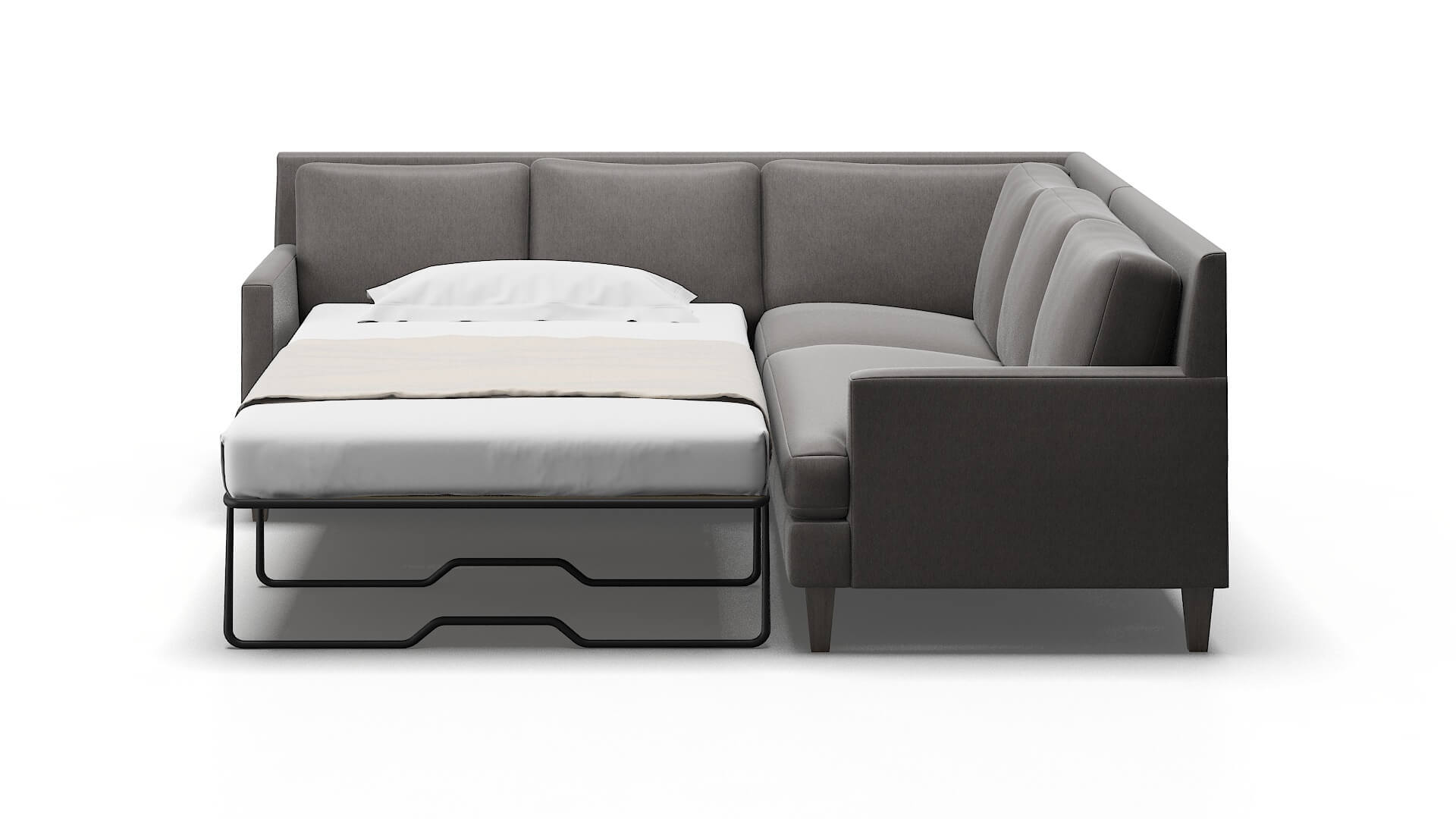 Marseille Cosmo Charcoal Sectional Sleeper Espresso legs 1