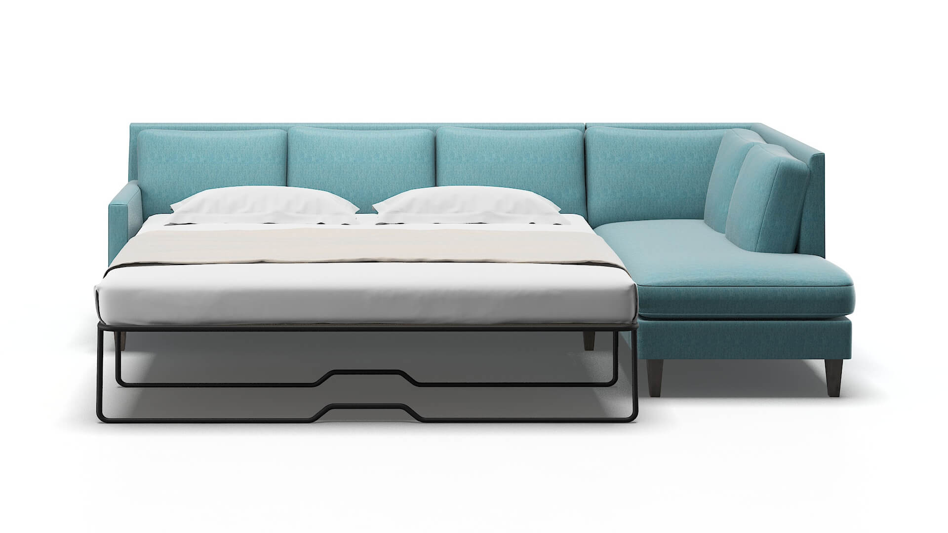Marseille Cosmo Turquoise Panel Sleeper Espresso legs 1