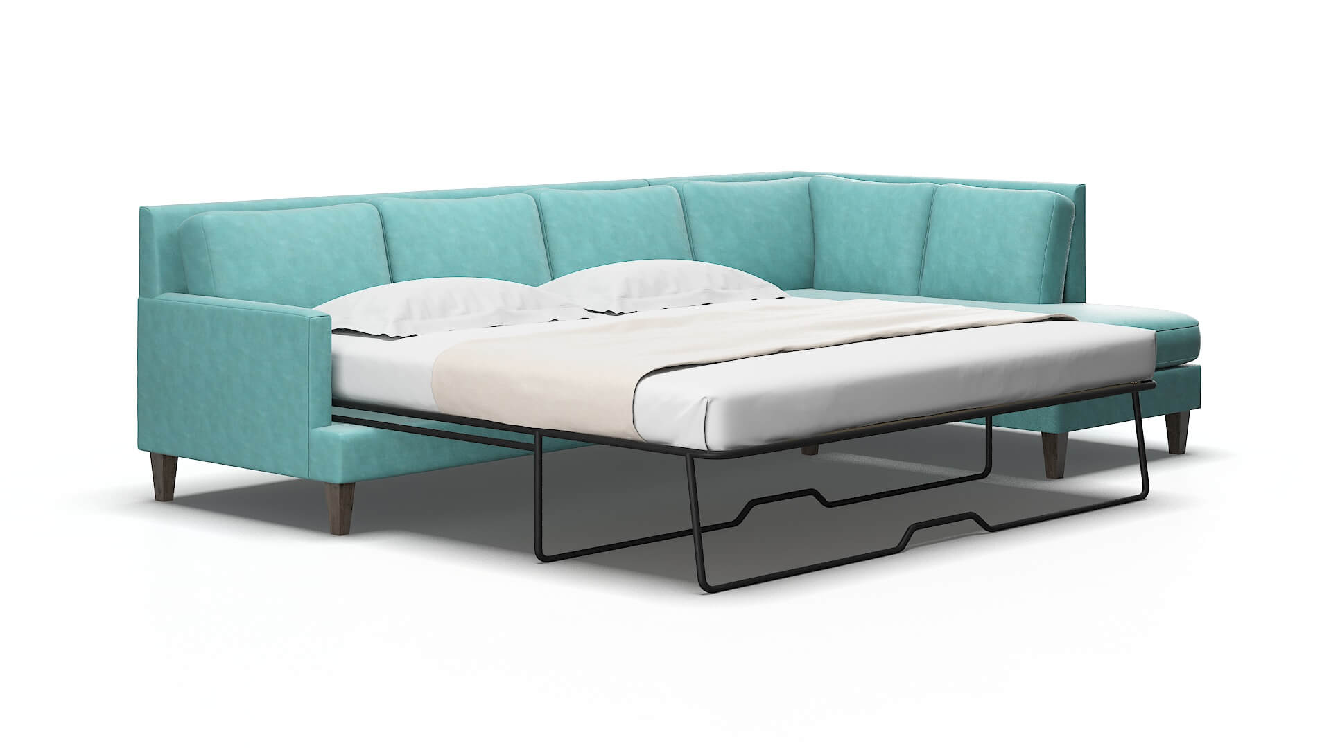 Marseille Curious turquoise Panel sleeper Espresso Legs  2