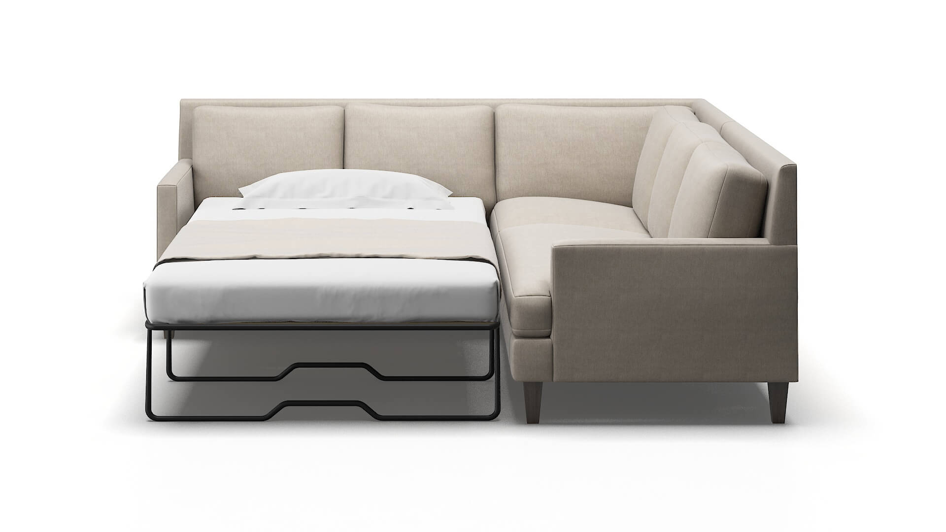 Marseille Derby Linen Sectional Sleeper Espresso legs 1