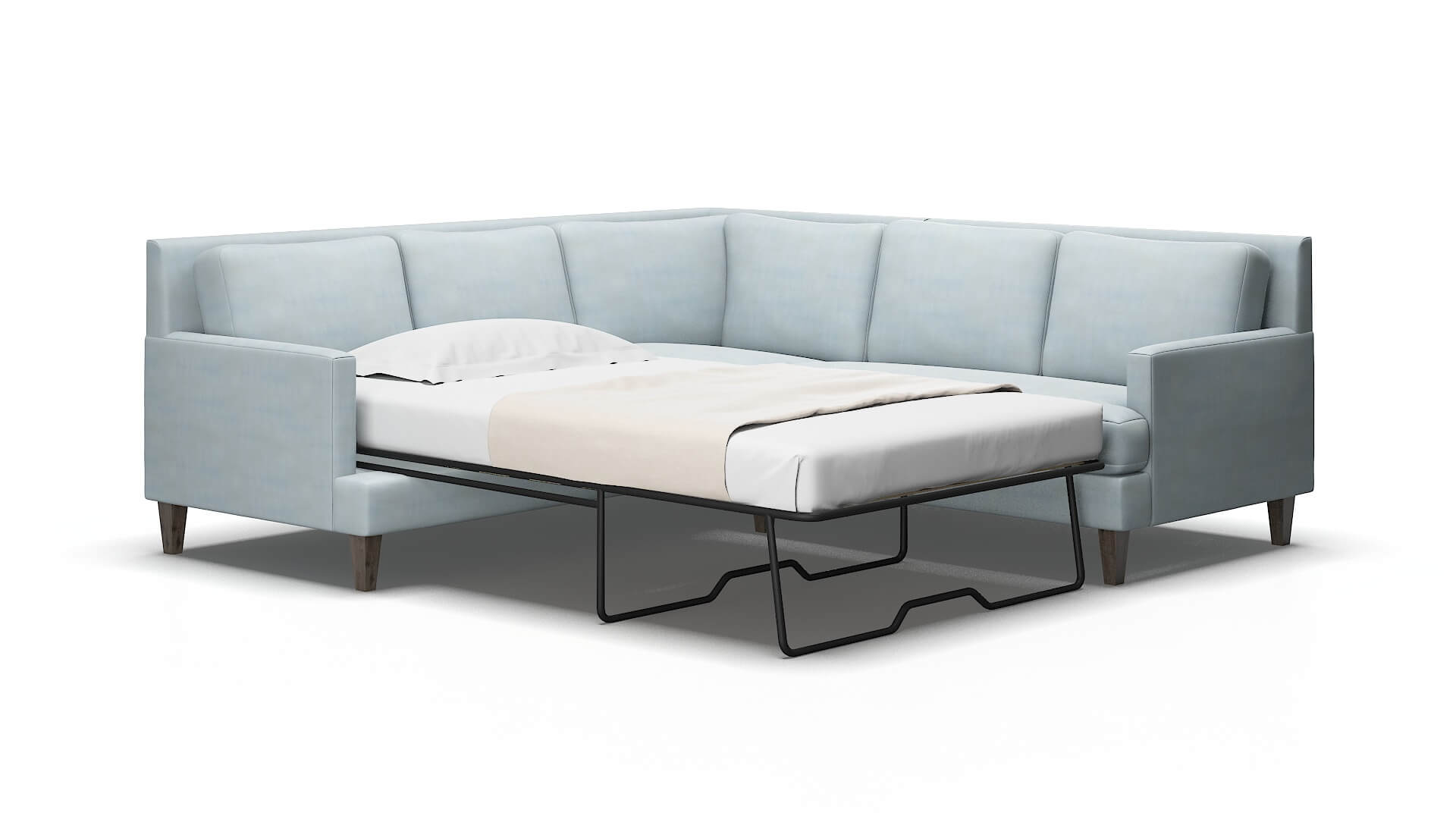 Marseille Hathaway Aqua Sectional Sleeper Espresso legs 2