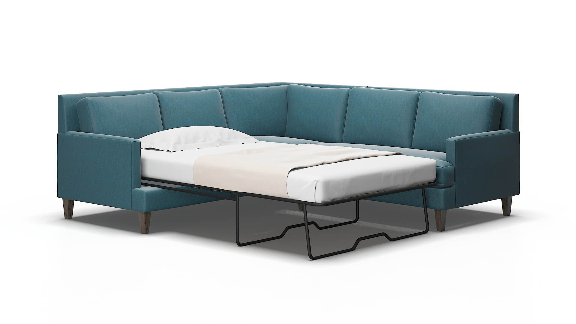 Marseille Hepburn Teal Sectional Sleeper Espresso legs 2