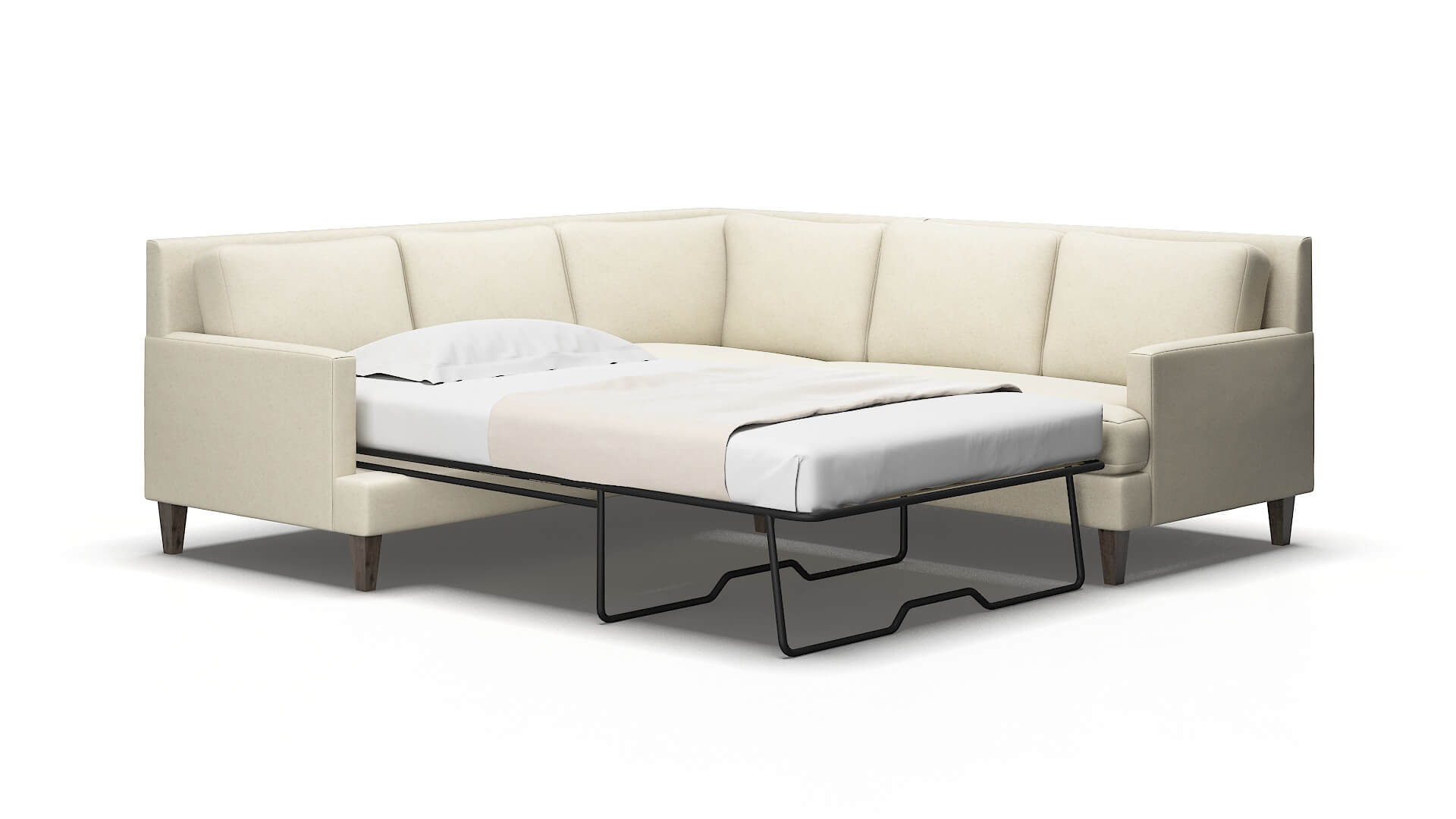 Marseille Lana sand Sectional sleeper Espresso Legs  2