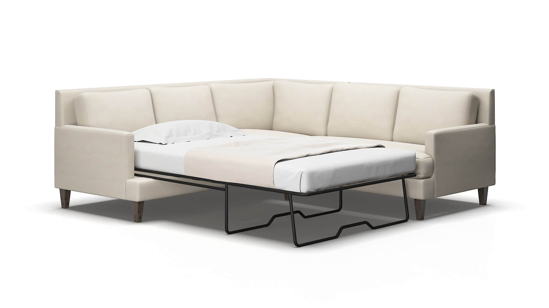 Marseille Malibu linen Sectional sleeper Espresso Legs  2