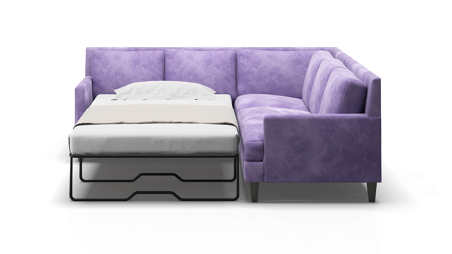 Marseille Royale Lavender Sectional Sleeper Espresso legs 1