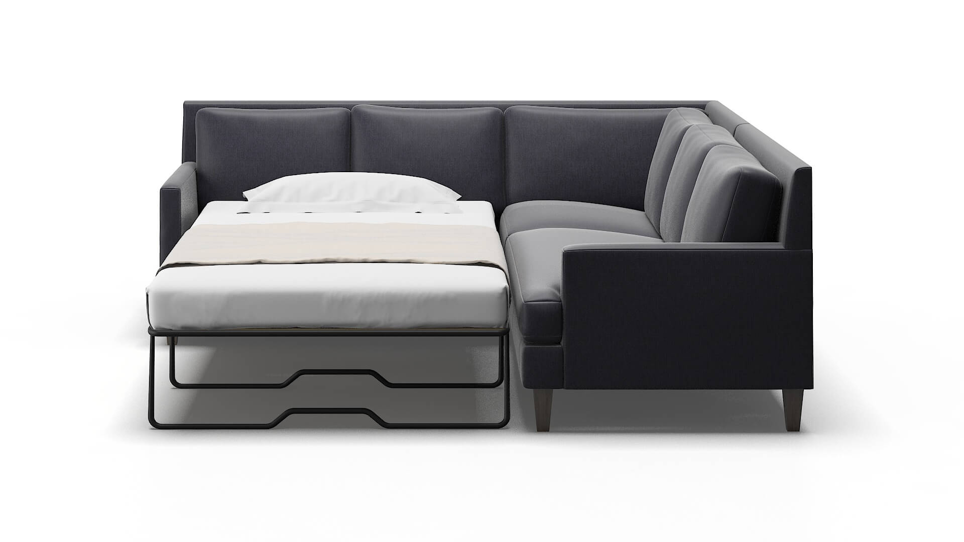 Marseille Sasha Navy Sectional Sleeper Espresso legs 1
