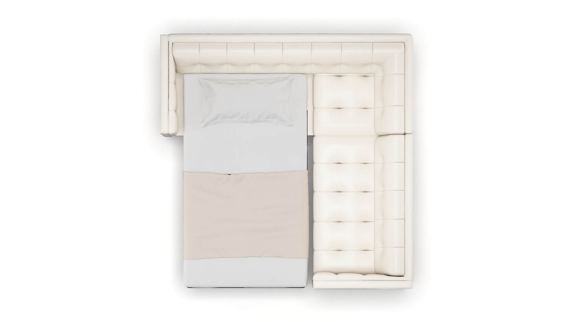 Messina Blanche Milky Sectional Sleeper Espresso legs 3