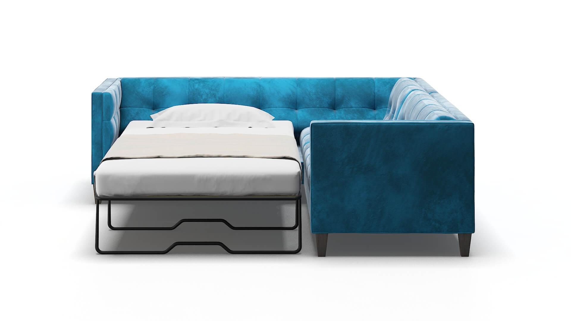 Messina Buzz Teal Sectional Sleeper Espresso legs 1