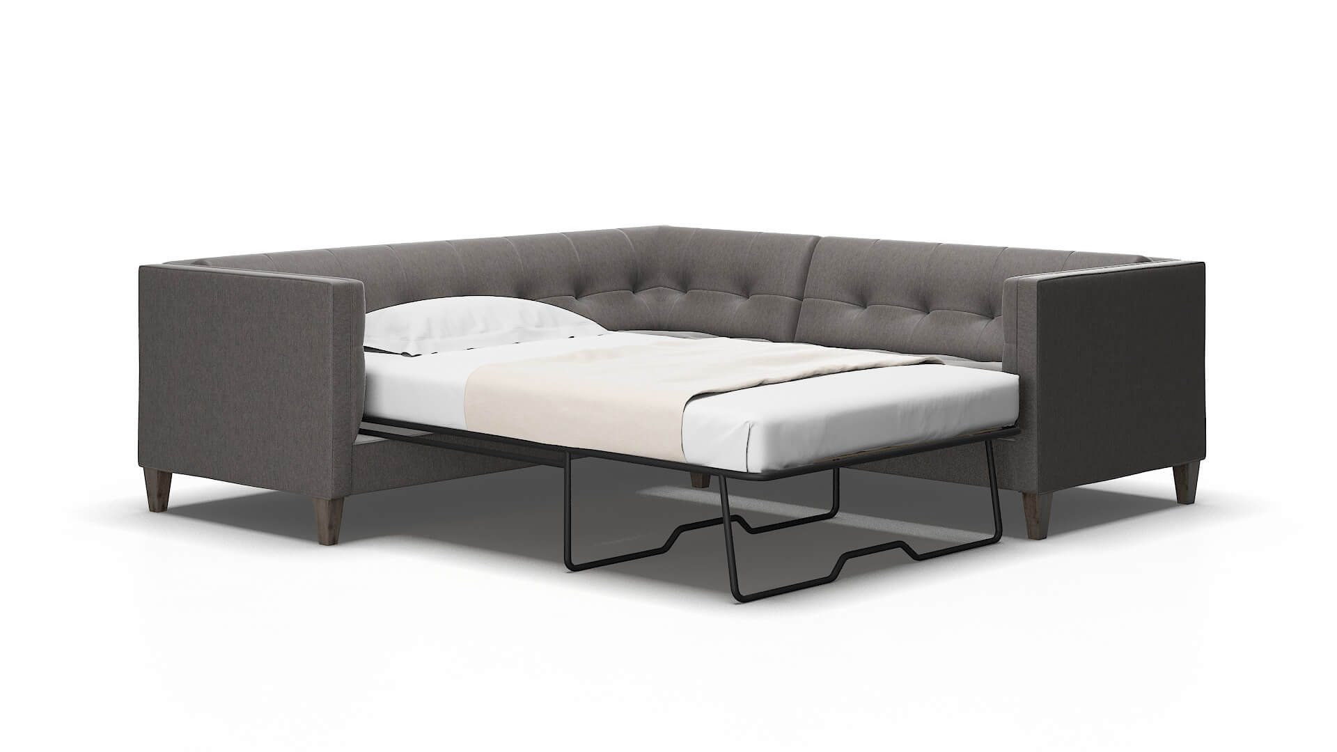 Messina Cosmo Charcoal Sectional Sleeper Espresso legs 2