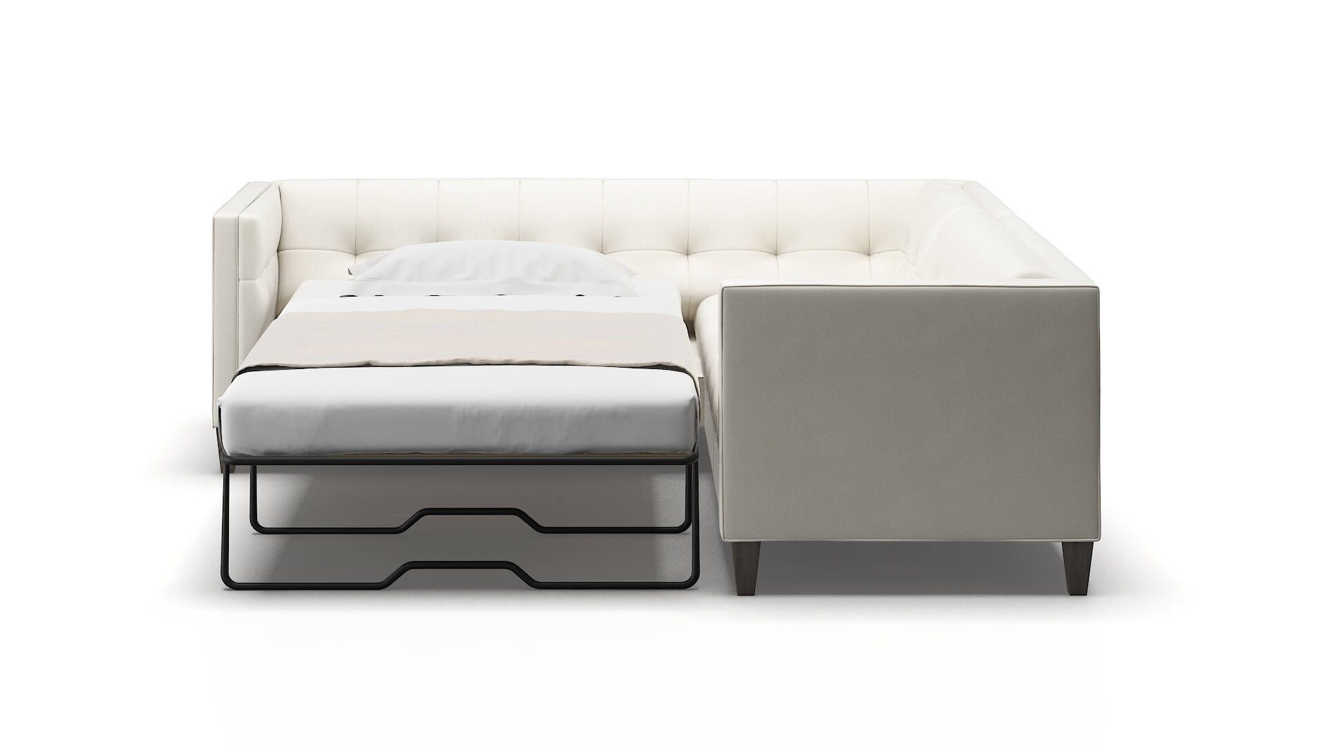 Messina Cosmo Ivory Sectional Sleeper Espresso legs 1