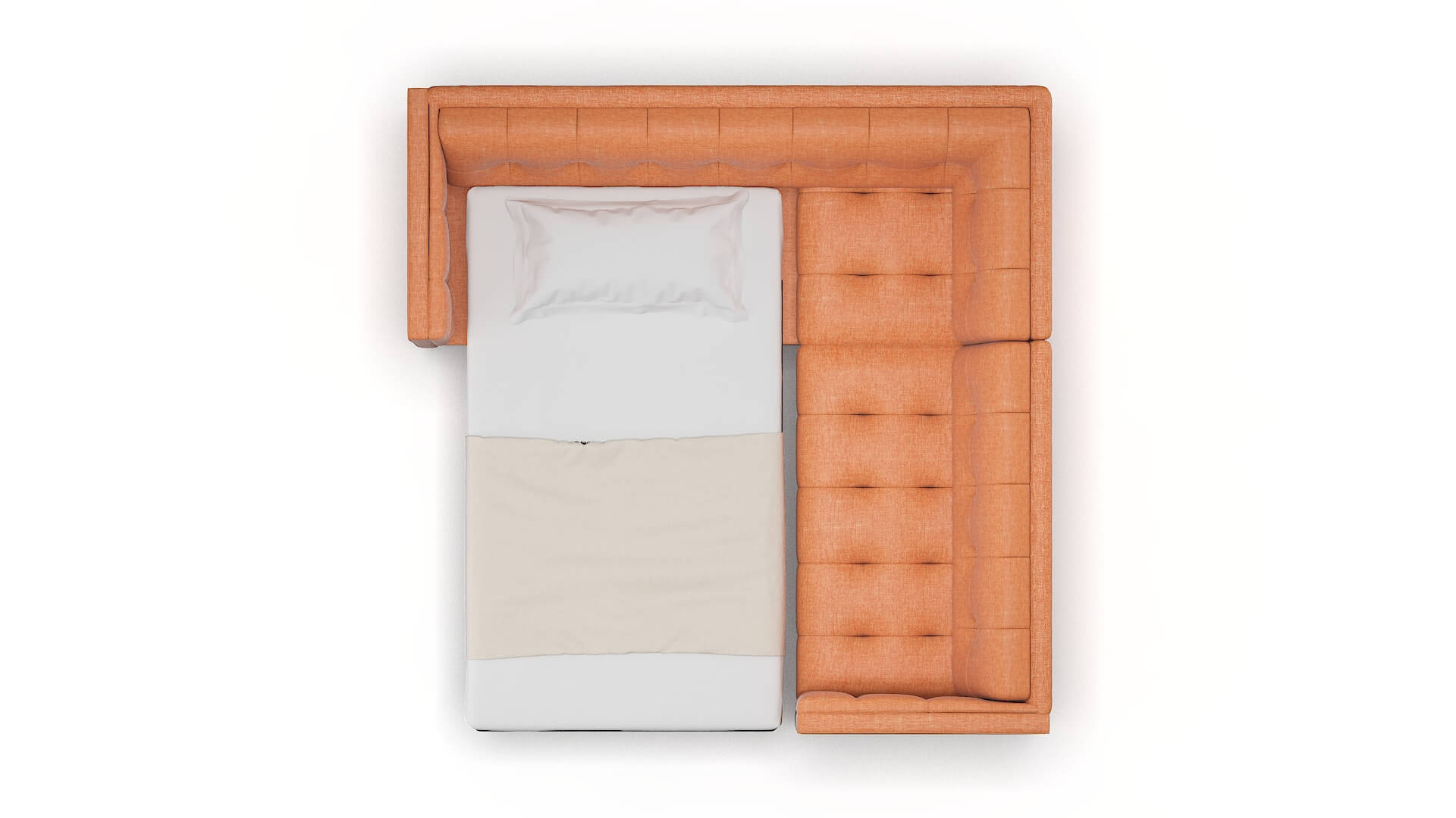 Messina Durham Tangerine Sectional Sleeper Espresso legs 3