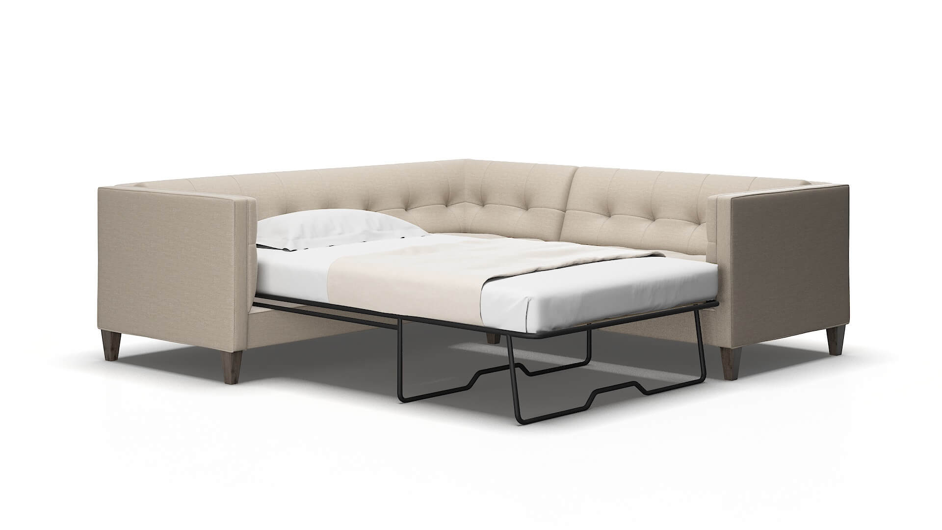 Messina Oscar linen Sectional sleeper Espresso Legs  2