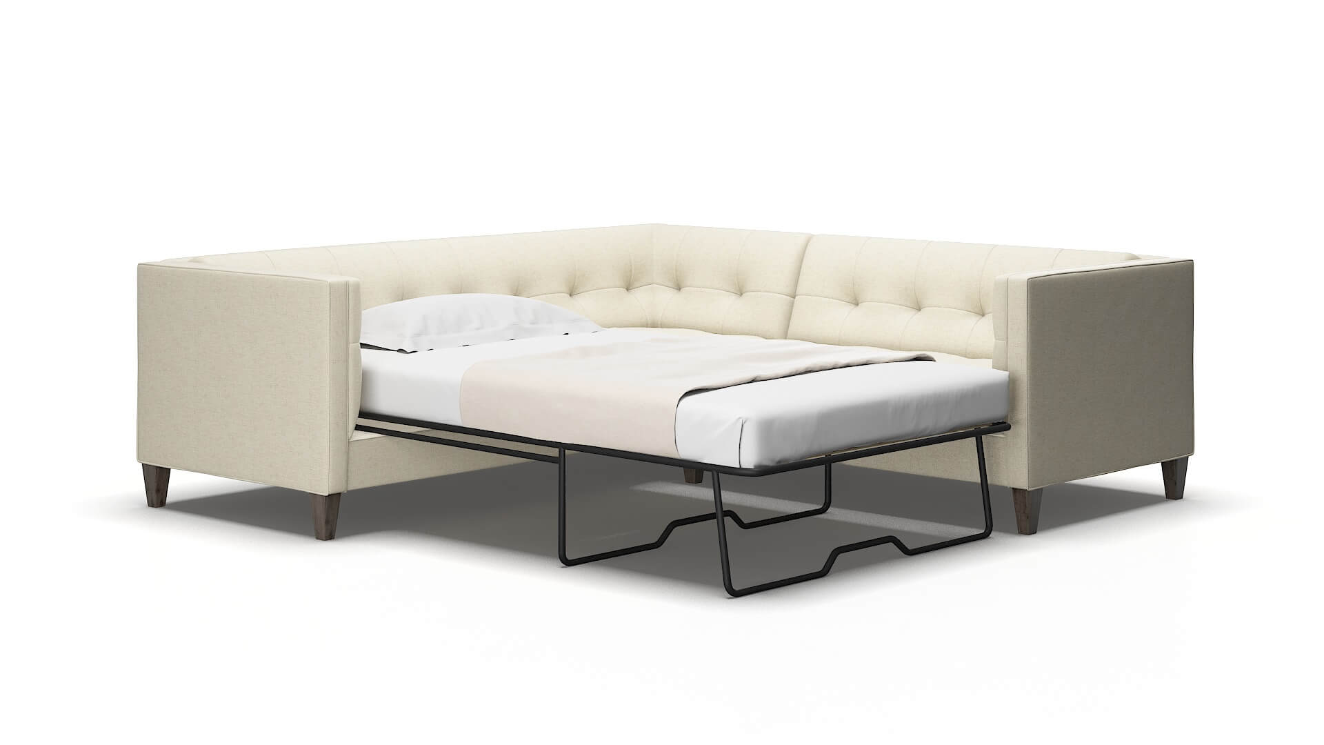 Messina Phoenix ivory Sectional sleeper Espresso Legs  2
