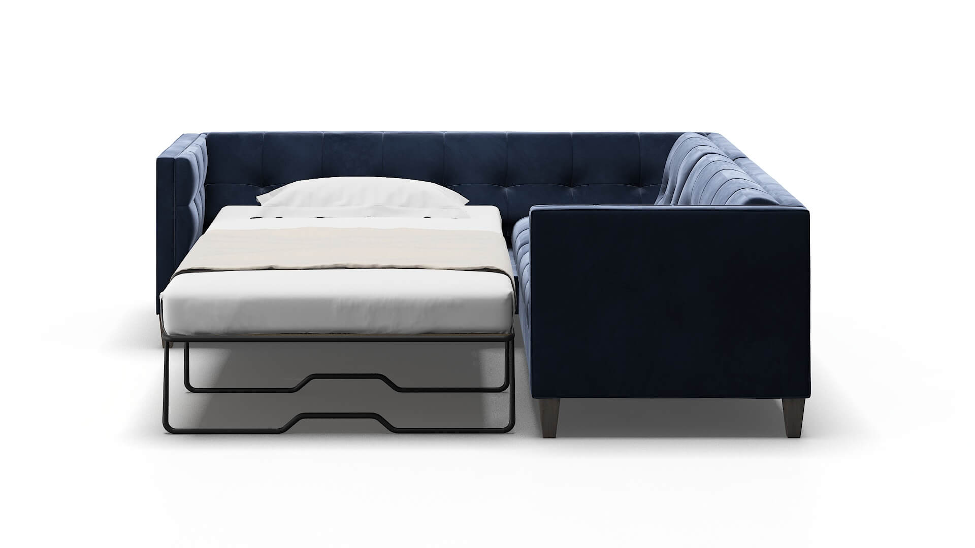 Messina Royale Cobalt Sectional Sleeper Espresso legs 1